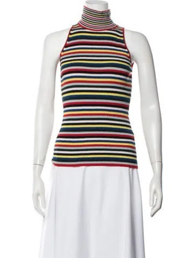 Pre-owned Rosetta Getty Merino Wool Striped Sweater In Neutrals