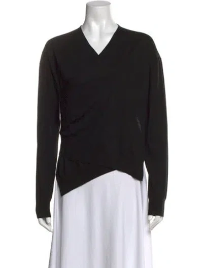 Pre-owned Rosetta Getty Merino Wool V-neck Sweater In Black