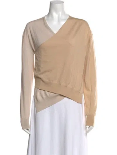 Pre-owned Rosetta Getty Merino Wool V-neck Sweater In Neutrals