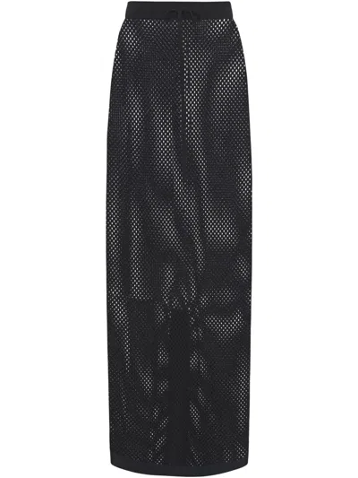 Rosetta Getty Mesh Knitted Skirt In Black