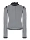 Rosetta Getty Mesh Long-sleeve Turtleneck Top In Black
