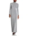 Rosetta Getty Mock-neck Metallic Maxi Dress In Silver