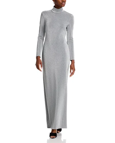 Rosetta Getty Mock-neck Metallic Maxi Dress In Silver