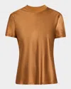 Rosetta Getty Mixed-media Bias Silk T-shirt In Brown