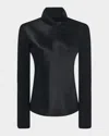 Rosetta Getty Mixed-media Turtleneck Top In Black
