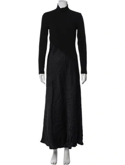 Pre-owned Rosetta Getty Mock Neck Long Dress In Black