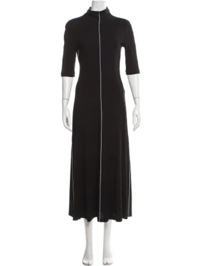Pre-owned Rosetta Getty Mock Neck Long Dress In Black