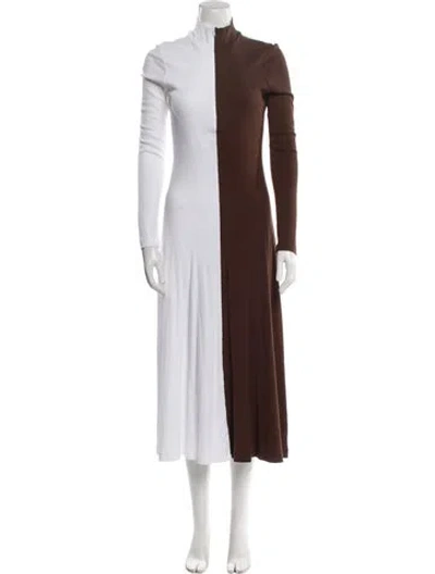 Pre-owned Rosetta Getty Mock Neck Long Dress In Brown
