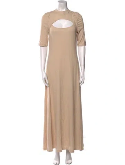 Pre-owned Rosetta Getty Mock Neck Long Dress In Neutral