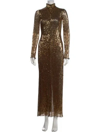 Pre-owned Rosetta Getty Mock Neck Long Dress W/ Tags In Gold