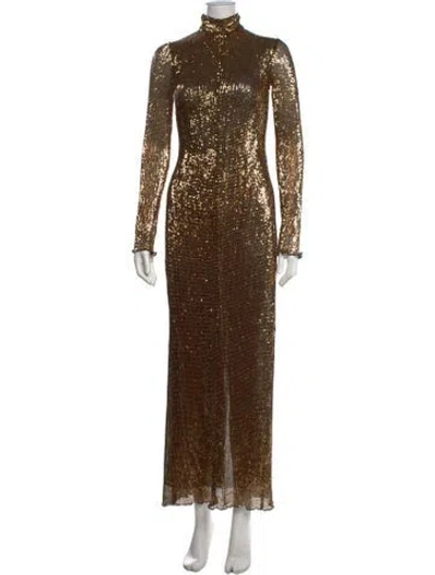 Pre-owned Rosetta Getty Mock Neck Long Dress W/ Tags In Gold