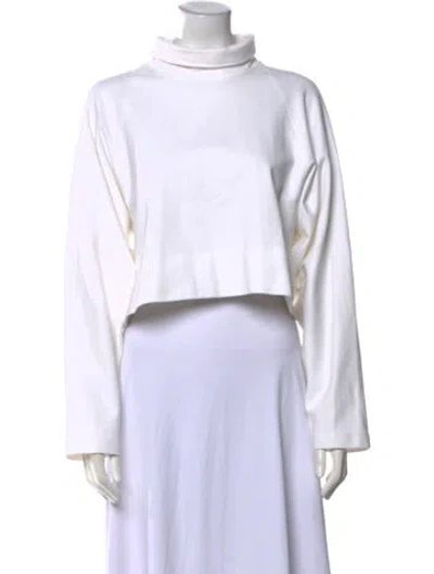 Pre-owned Rosetta Getty Mock Neck Long Sleeve Crop Top In White