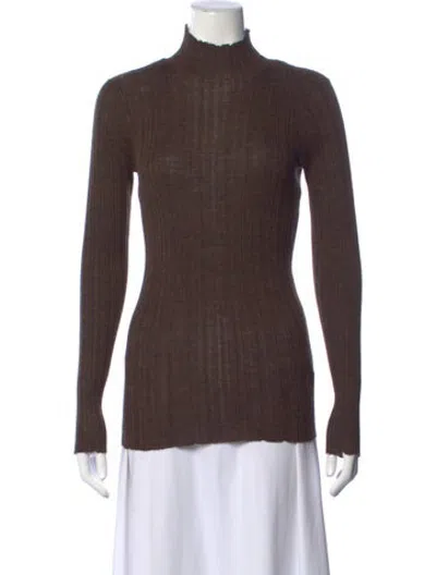 Pre-owned Rosetta Getty Mock Neck Long Sleeve Top In Brown