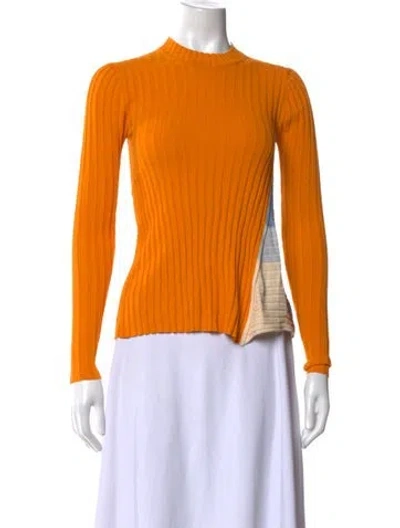 Pre-owned Rosetta Getty Mock Neck Long Sleeve Top In Yellow