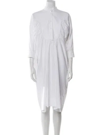 Pre-owned Rosetta Getty Mock Neck Midi Length Dress In White
