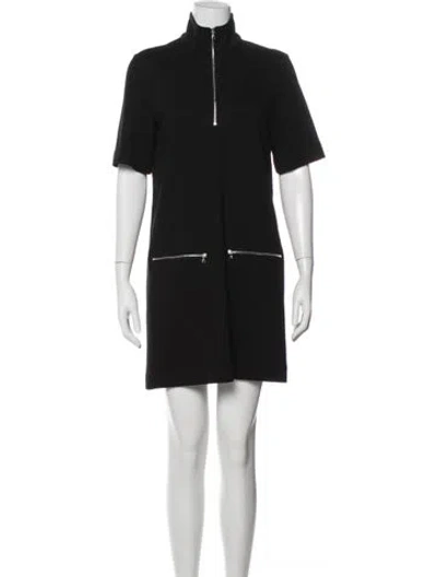 Pre-owned Rosetta Getty Mock Neck Mini Dress In Black