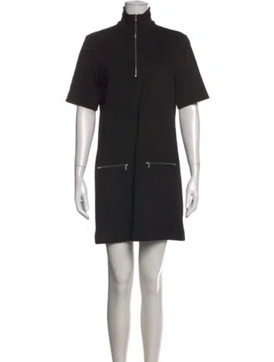 Pre-owned Rosetta Getty Mock Neck Mini Dress In Black