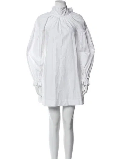 Pre-owned Rosetta Getty Mock Neck Mini Dress In White