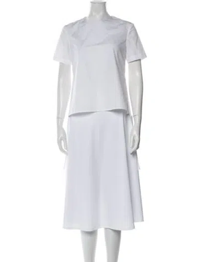 Pre-owned Rosetta Getty Mock Neck Short Sleeve Crop Top In White