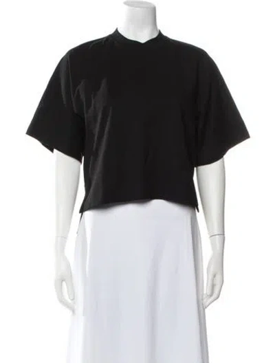 Pre-owned Rosetta Getty Mock Neck Short Sleeve Top In Black