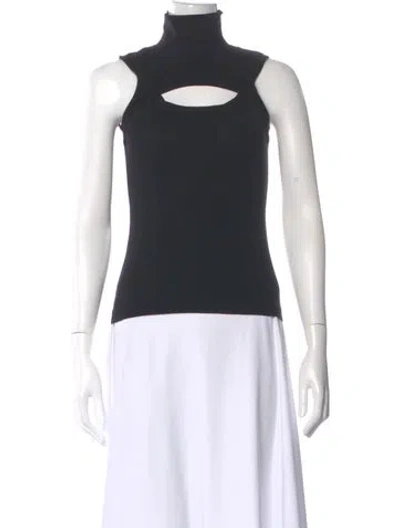 Pre-owned Rosetta Getty Mock Neck Sleeveless Top In Black