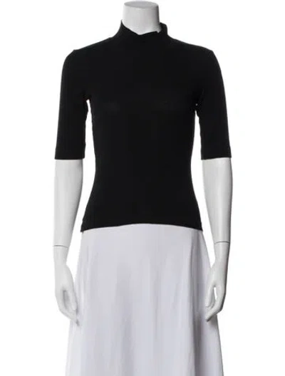 Pre-owned Rosetta Getty Mock Neck Three-quarter Sleeve Top In Blue