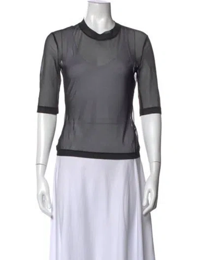 Pre-owned Rosetta Getty Mock Neck Three-quarter Sleeve Top In Gray