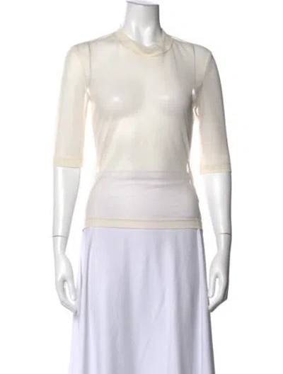 Pre-owned Rosetta Getty Mock Neck Three-quarter Sleeve Top In White