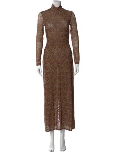 Pre-owned Rosetta Getty Nylon Long Dress W/ Tags In Brown
