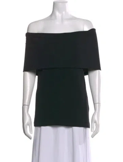 Pre-owned Rosetta Getty Nylon Off-the-shoulder Top In Black