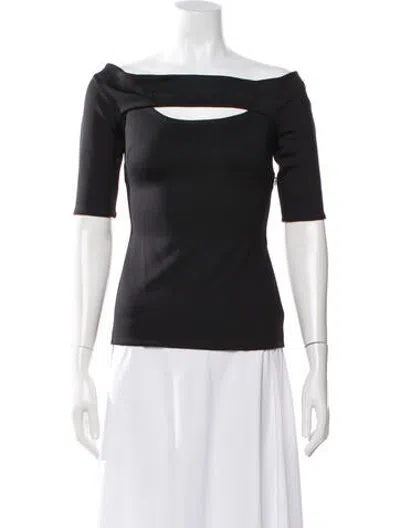 Pre-owned Rosetta Getty Nylon Off-the-shoulder Top In Black