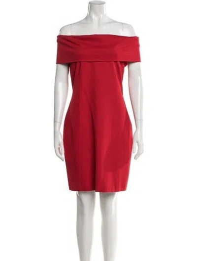Pre-owned Rosetta Getty Off-the-shoulder Knee-length Dress W/ Tags In Red