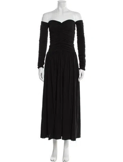 Pre-owned Rosetta Getty Off-the-shoulder Long Dress In Black
