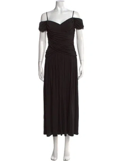 Pre-owned Rosetta Getty Off-the-shoulder Long Dress In Black