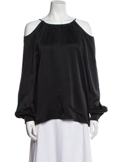 Pre-owned Rosetta Getty Off-the-shoulder Long Sleeve Blouse In Black