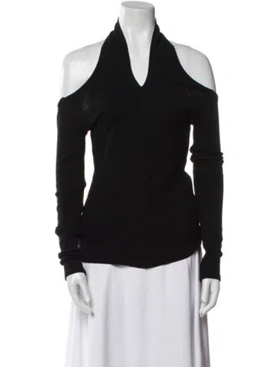 Pre-owned Rosetta Getty Off-the-shoulder Long Sleeve Blouse In Black
