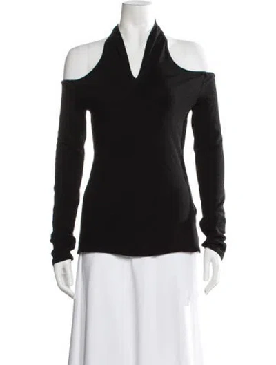Pre-owned Rosetta Getty Off-the-shoulder Long Sleeve Top In Black