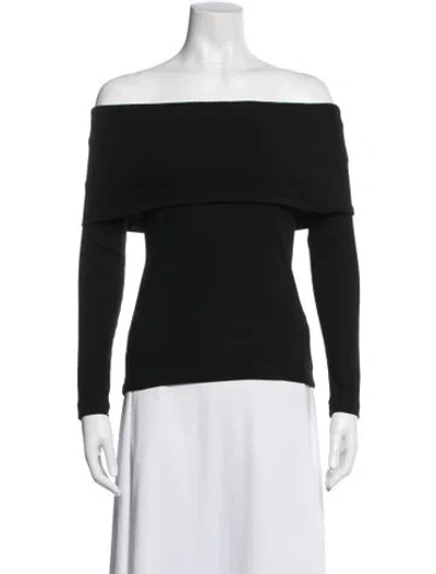 Pre-owned Rosetta Getty Off-the-shoulder Long Sleeve Top In Black