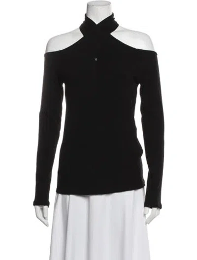 Pre-owned Rosetta Getty Off-the-shoulder Long Sleeve Top In Black