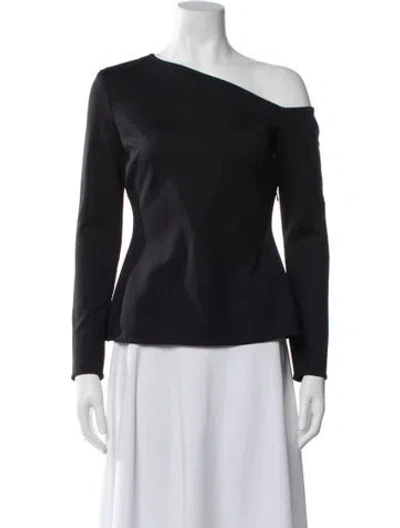 Pre-owned Rosetta Getty Off-the-shoulder Long Sleeve Top In Blue