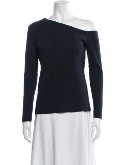 Pre-owned Rosetta Getty Off-the-shoulder Long Sleeve Top In Blue