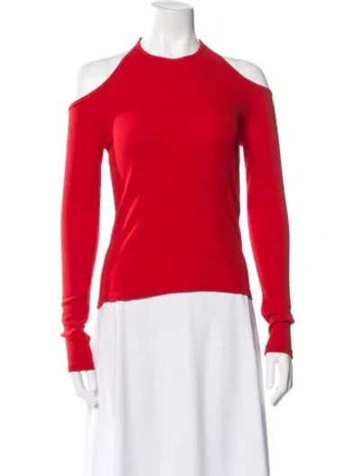 Pre-owned Rosetta Getty Off-the-shoulder Long Sleeve Top In Red