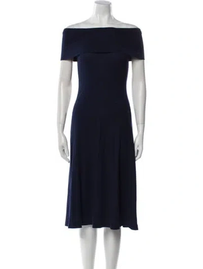 Pre-owned Rosetta Getty Off-the-shoulder Midi Length Dress In Blue