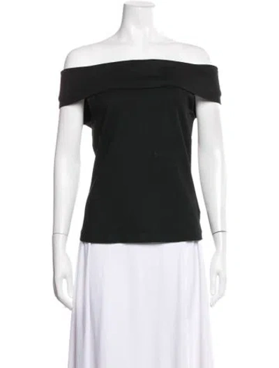 Pre-owned Rosetta Getty Off-the-shoulder Short Sleeve Top In Black/green