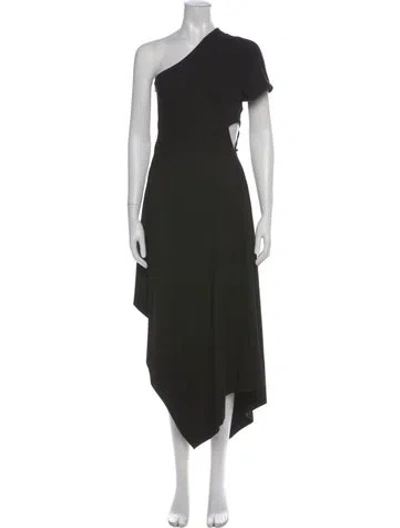 Pre-owned Rosetta Getty One-shoulder Midi Length Dress In Black