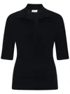 Rosetta Getty Open-neck Knit Polo Shirt In Black