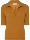 Rosetta Getty Gestricktes Poloshirt Mit Offenem Kragen In Gelb