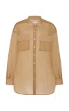 Rosetta Getty Oversized Stretch-organza Cargo Shirt In Brown