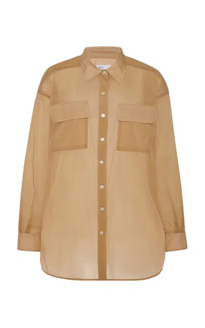 Rosetta Getty Oversized Stretch-organza Cargo Shirt In Brown