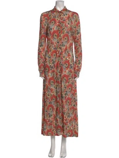 Pre-owned Rosetta Getty Paisley Print Long Dress In Orange